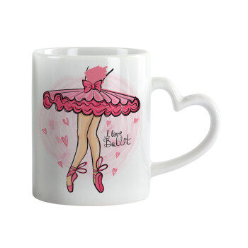 I Love Ballet, Mug heart handle, ceramic, 330ml