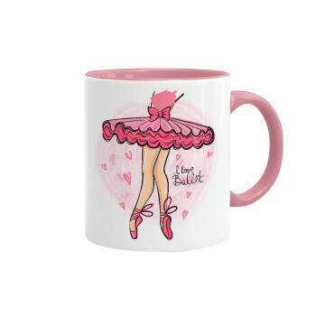 I Love Ballet, Mug colored pink, ceramic, 330ml