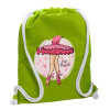 Backpack bag GYMBAG LIME GREEN, with pocket (40x48cm) & thick cords