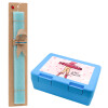 Easter Set, children's snack container BLUE & Easter aromatic flat candle (30cm) (TURQUOISE)