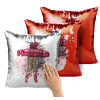 Μαξιλάρι καναπέ Μαγικό Κόκκινο με πούλιες 40x40cm περιέχεται το γέμισμα