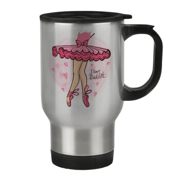 I Love Ballet, Stainless steel travel mug with lid, double wall 450ml