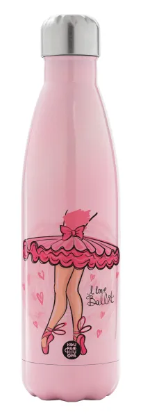 I Love Ballet — Metal mug thermos Pink Iridiscent (Stainless steel), double wall, 500ml