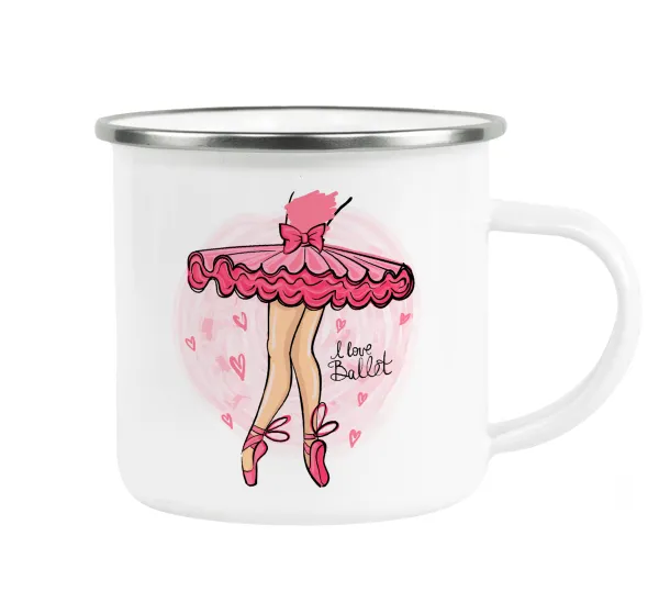 I Love Ballet — Metallic enamel cup white 360ml