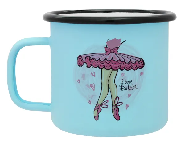 I Love Ballet — Κούπα Μεταλλική εμαγιέ ΜΑΤ σιέλ 360ml