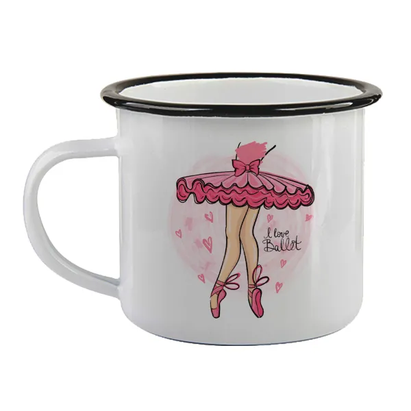 I Love Ballet — Enamel mug with black rim, 360ml
