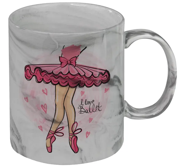 I Love Ballet — Κούπα κεραμική, marble style (μάρμαρο), 330ml
