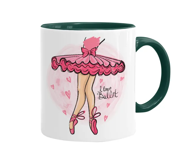 I Love Ballet — Mug colored green, ceramic, 330ml
