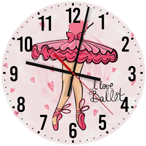 I Love Ballet — Ρολόι τοίχου ξύλινο 30cm