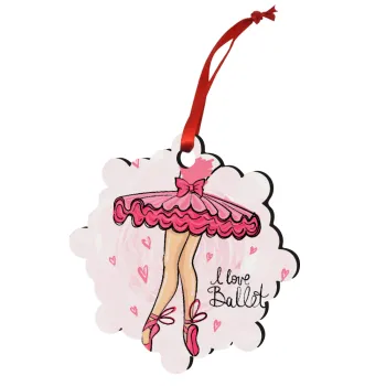 I Love Ballet, Christmas ornament snowflake wooden 7.5cm