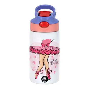 I Love Ballet, Παιδικό παγούρι θερμό, ανοξείδωτο, με καλαμάκι ασφαλείας, ροζ/μωβ (350ml)