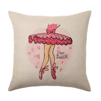 I Love Ballet, Μαξιλάρι καναπέ ΛΙΝΟ 40x40cm περιέχεται το  γέμισμα