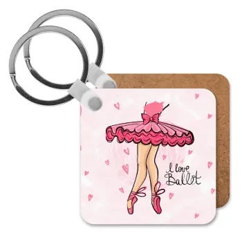 I Love Ballet, Μπρελόκ Ξύλινο τετράγωνο MDF