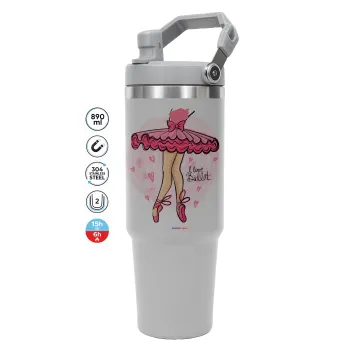 I Love Ballet, GREY color, 890ml (30oz) stainless Steel Tumbler with Handle