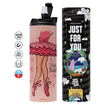 I Love Ballet, Tumbler stainless steel PINK 600ml