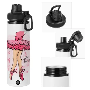 I Love Ballet, Metal water bottle with safety cap, aluminum 850ml