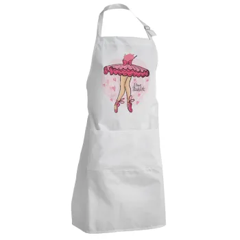 I Love Ballet, Adult Chef Apron (with sliders and 2 pockets)