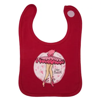 I Love Ballet, Σαλιάρα με Σκρατς Κόκκινη 100% Organic Cotton (0-18 months)