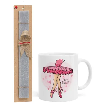 I Love Ballet, Easter Set, Ceramic Cup (330ml) & Easter aromatic flat candle (30cm) (GRAY)
