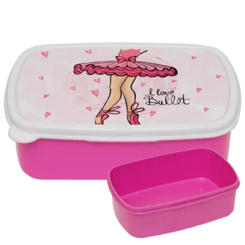 I Love Ballet, ΡΟΖ παιδικό δοχείο φαγητού (lunchbox) πλαστικό (BPA-FREE) Lunch Βox M18 x Π13 x Υ6cm