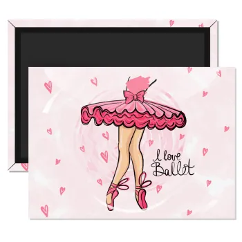 I Love Ballet, Ορθογώνιο μαγνητάκι ψυγείου διάστασης 9x6cm
