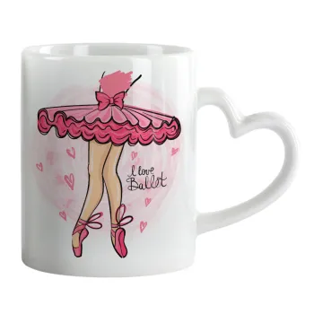 I Love Ballet, Mug heart handle, ceramic, 330ml
