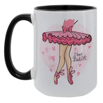 I Love Ballet, Κούπα Mega 15oz, κεραμική Μαύρη, 450ml