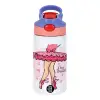 Παιδικό παγούρι θερμό, ανοξείδωτο, με καλαμάκι ασφαλείας, ροζ/μωβ (350ml)