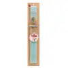 Easter Set, wooden keychain & aromatic flat Easter candle (30cm) (TURQUOISE)
