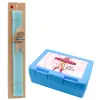 Easter Set, children's snack container BLUE & Easter aromatic flat candle (30cm) (TURQUOISE)