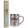Easter Set, metallic thermal cup (300ml) & aromatic flat Easter candle (30cm) (TURQUOISE)