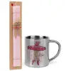 Easter Set, metallic thermal cup (300ml) & aromatic flat Easter candle (30cm) (PINK)