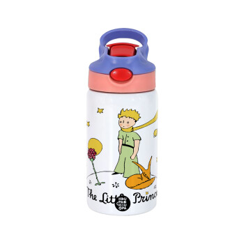 Ο μικρός πρίγκιπας classic, Children's hot water bottle, stainless steel, with safety straw, pink/purple (350ml)