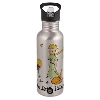 The Little prince classic, Water bottle Silver with straw, stainless steel 600ml