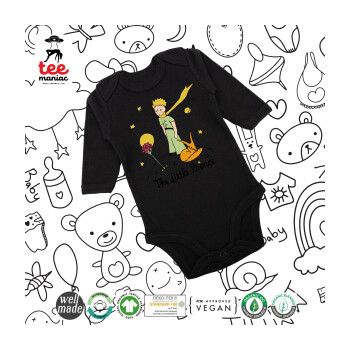 The Little prince classic, Μακρυμάνικο βρεφικό φορμάκι, 0-18 μηνών, ΜΑΥΡΟ, 100% Organic Cotton