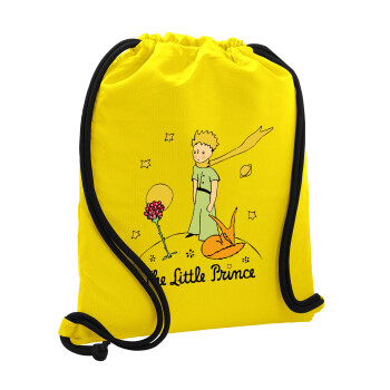 The Little prince classic, Τσάντα πλάτης πουγκί GYMBAG Κίτρινη, με τσέπη (40x48cm) & χονδρά κορδόνια