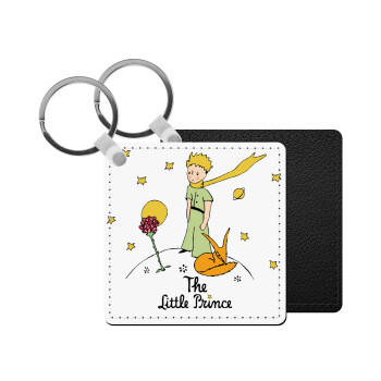 The Little prince classic, Μπρελόκ Δερματίνη, τετράγωνο ΜΑΥΡΟ (5x5cm)