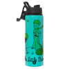 Metallic water bottle with safety lid, 850ml aluminum