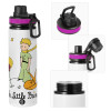 Metallic water bottle with safety lid, 850ml aluminum