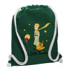 Backpack pouch GYMBAG BOTTLE GREEN, with pocket (40x48cm) & thick white cords