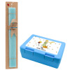 Easter Set, children's snack container BLUE & Easter aromatic flat candle (30cm) (TURQUOISE)