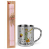 Easter Set, metallic thermal cup (300ml) & aromatic flat Easter candle (30cm) (PINK)