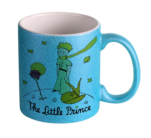 The Little prince classic — Light blue glitter mug that sparkles, ceramic, 330ml