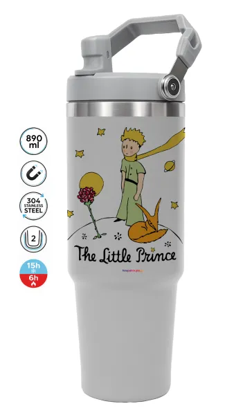 Ο μικρός πρίγκιπας classic — ΓΚΡΙ Travel Tumbler Θερμός με χερούλι και καλαμάκι 890ml