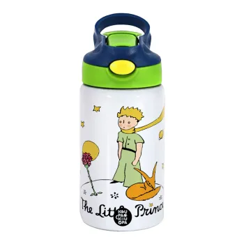 The Little prince classic, Children's hot water bottle, stainless steel, with safety straw, green, blue (350ml)