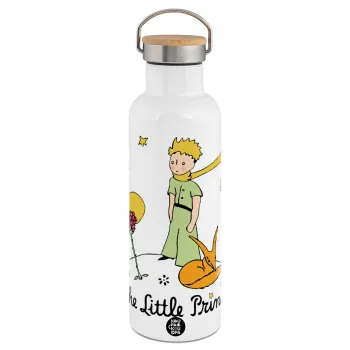 The Little prince classic, Stainless steel White with wooden lid (bamboo), double wall, 750ml