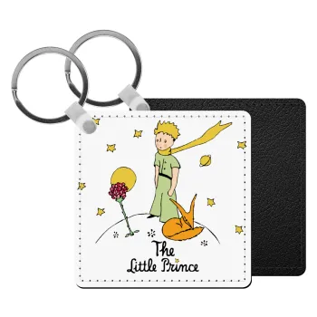 The Little prince classic, Μπρελόκ Δερματίνη, τετράγωνο ΜΑΥΡΟ (5x5cm)