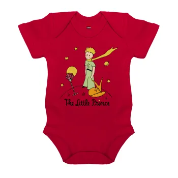 Ο μικρός πρίγκιπας classic, Βρεφικό φορμάκι μωρού, ΚΟΚΚΙΝΟ, 100% Organic Cotton, κοντομάνικο