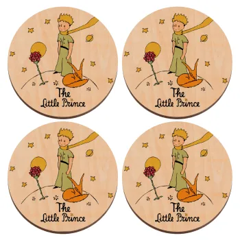 Ο μικρός πρίγκιπας classic, ΣΕΤ x4 Σουβέρ ξύλινα στρογγυλά plywood (9cm)