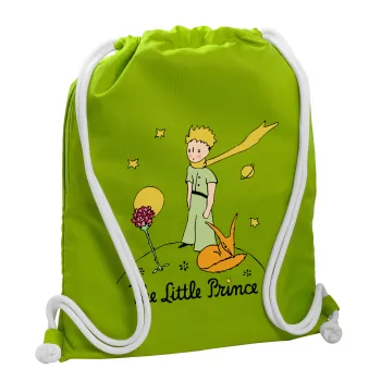 The Little prince classic, Backpack bag GYMBAG LIME GREEN, with pocket (40x48cm) & thick cords